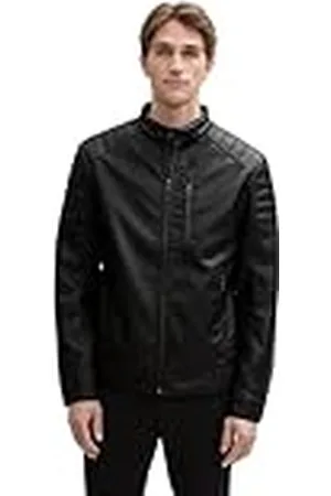 TOM TAILOR 1044100 Chaqueta de Piel sintética, 29999-Black, L Hombres