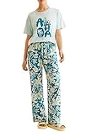 Women secret Pantalones Largo Flores Verde, Informales Mujer, , XL