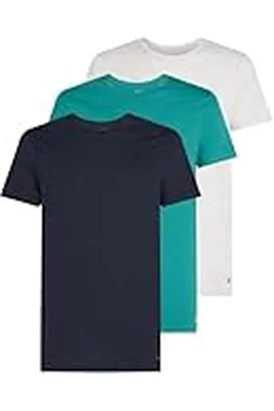Calvin Klein Camisetas de manga corta Hombre Pack de 3 de algodón, Multicolor (Shoreline, Snow Hthr, Lively Teal), L