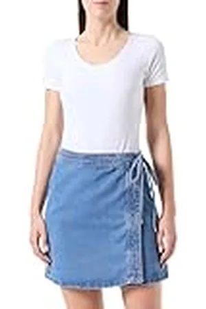 ONLY Onlvilla Wrap Tie Skirt Dnm Gua Noos Falda, , L Mujeres