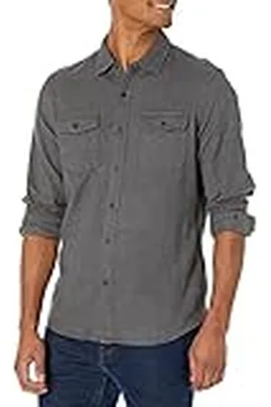 Amazon Camisa Entallada de Franela con Dos Bolsillos y Manga Larga Hombre, , S