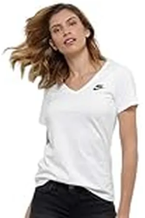 Nike Ropa Deportiva con Cuello en V Lbr Camiseta, Mujer, Blanco/Negro, XL