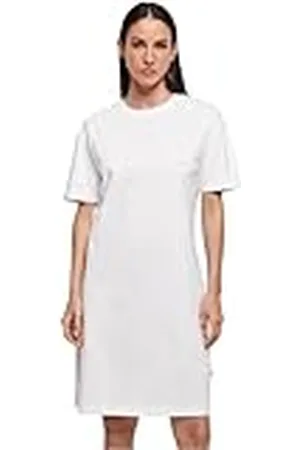 Build Your Brand Ladies Organic Oversized Slit tee Dress Vestido, White, 4XL para Mujer