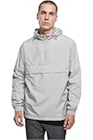Urban classics Sudadera básica cortavientos hombre, con capucha ajustable, bolsillo grande y cremallera frontal, cintura ajustable y bolsillos delanteros, color Gris Talla 3XL