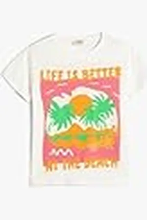 Koton Crew Neck Short Sleeve Floral Printed T-Shirt, Camiseta niñas,