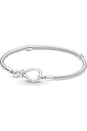 PANDORA Moments Pulsera de plata de ley con cadena de serpiente con cierre en forma de símbolo de infinito, 23