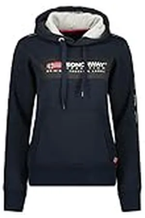 Geographical Norway Gathlete Lady - Sudadera de Mujer Capucha Bolsillos Canguro - Sudaderas Mujer Casual Manga Larga cálida (Azul_Marino M Talla 2)