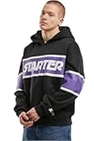 STARTER BLACK LABEL Sudadera con Capucha de los Hombres, 65% Algodón 35% Poliéster, Negro/Púrpura, M