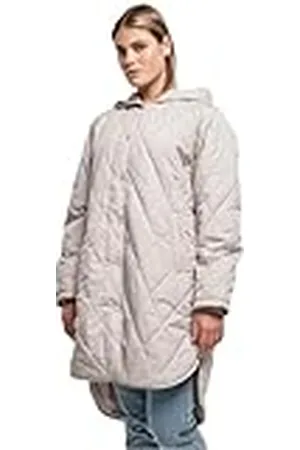 Urban classics Chaqueta con Capucha de Diamante Grande para Mujer Abrigo, Gris cálido, 5X-Large