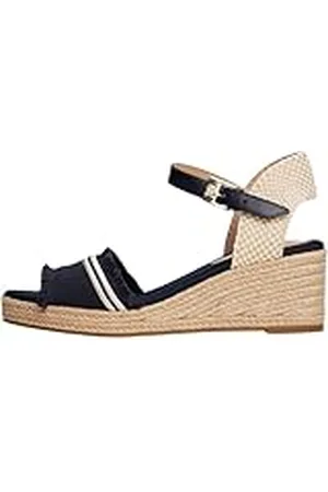 Tommy Hilfiger Fringe Canvas Medium Wedge Fw0fw08879, Alpargatas de cuña Mujer, Blue (Space Blue), 40 EU