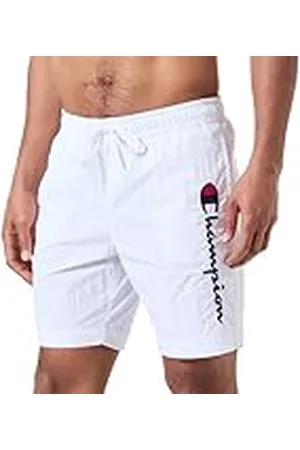 Champion Legacy Icons Beachshorts-Crinkle Taslon Contrast Logo Bermuda Bañador para Hombre, Color Blanco, M
