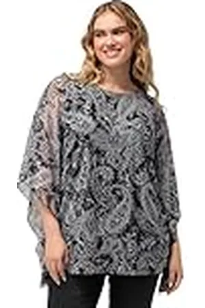 Ulla Popken Blusa de Malla con Cuello en V, , 52 ES/54 ES Mujeres