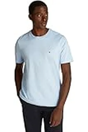 Tommy Hilfiger Camiseta de manga corta Hombre Seasonal Solid Tee con cuello redondo, Azul (Breezy Blue), L