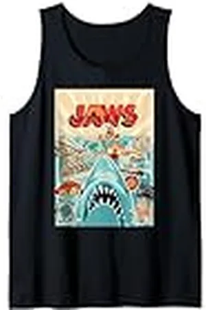 Jaws 50th Anniversary Poster Amity Sticker Collage 2-Sided Camiseta sin Mangas