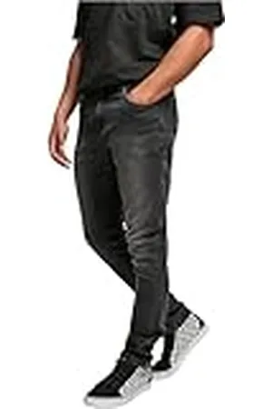 Urban classics Slim Fit Zip Jeans Pantaln, Producto Lavado en Negro, 30W / 32L para Hombre