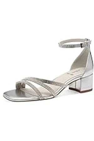 QS by s.Oliver 5-28206-42, Sandalia con talón Mujer, Plata, 42 EU
