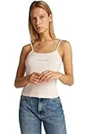 Calvin Klein Camiseta de Tirantes Mujer Strappy Tank Top Slim Fit, Rosa (Silver Peony), L
