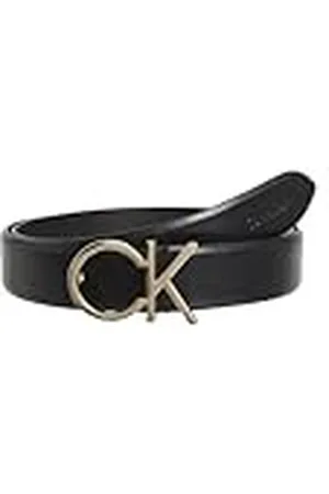 Calvin Klein Mujer Cinturón de Piel Re-Lock Logo Belt 3,0 Cm, Negro (Ck Black), 65 Cm