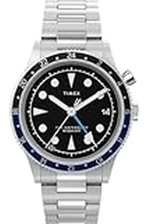 Timex Waterbury Reloj para Hombre, Pulsera de Acero Inoxidable, Esfera Negra, Caja de Acero Inoxidable, 39 mm, TW2Y29700