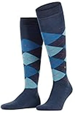 Burlington Edinburgh M KH lana largo estampado 1 par, Calcetines largos Hombre, Azul (Dark Blue 6697), 40/46 EU