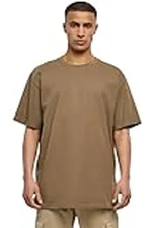 Urban classics Camiseta básica de manga corta, cuello redondo normal, de algodón grueso, largo normal, oversized, de hombre, moderna, color darkkhaki, talla M