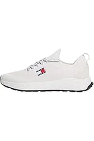Tommy Hilfiger Runner Sneaker Hombre Knitted Low Top, Blanco (Ecru), 41