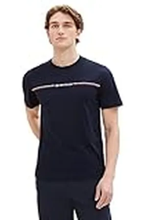 TOM TAILOR Camiseta con Estampado de Rayas y Logo, , 3XL para Hombre