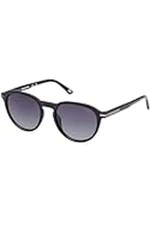 Skechers SE6207 Gafas de Sol para Hombre, Gafas de Sol Casual Ligeras, Lentes Redondas, Lentes Polarizadas Ahumadas, Negro Luminoso