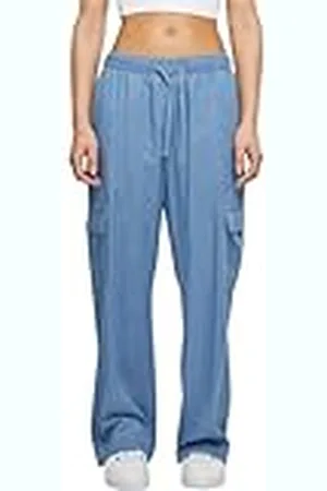 Urban classics Ladies Light Denim Cargo Pants Pantalones, , L para Mujer
