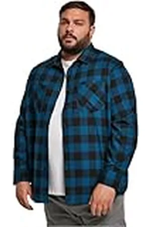 Urban classics Camisa de cuadros de manga larga clásica, con 2 bolsillos en el pecho, cierre abotonado, ajuste holgado, dobladillo redondeado, distintos colores, tallas S - 5XL