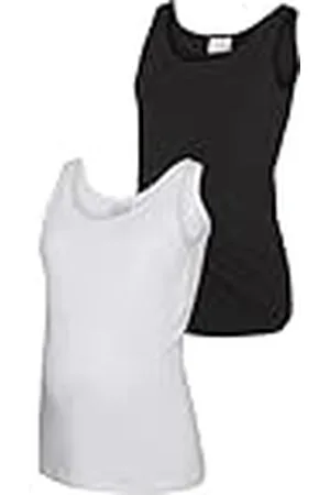 Mama;licious Mlkerrie Nell SL Jrs Top 2f 2p A E. Camiseta de Tirantes Anchos, Negro/Paquete: Blanco óptico, XL para Mujer