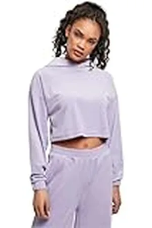 Urban classics Tb4525-ladies Cropped Velvet Oversized Hoody Sudadera con Capucha, , XS para Mujer