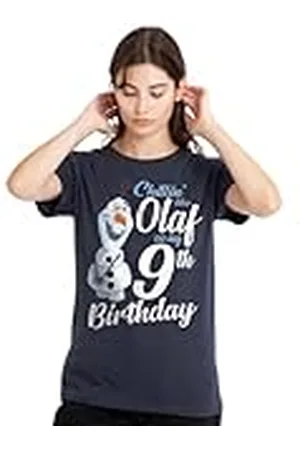 Disney Mandarin creative ltd Frozen Chillin Like Olaf 9th Birthday Ladies T Shirt, Deep Navy Camiseta, , L para Mujer