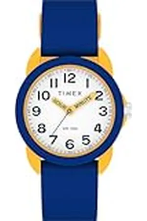Timex Time Machines Reloj para niño, Correa de Silicona Azul, Esfera Blanca, Caja Amarilla, 30 mm, TW2W92100
