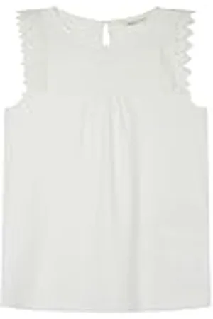 Springfield Camiseta sin Mangas con Volantes de Ganchillo de algodón Hombros Lace, , M para Mujer