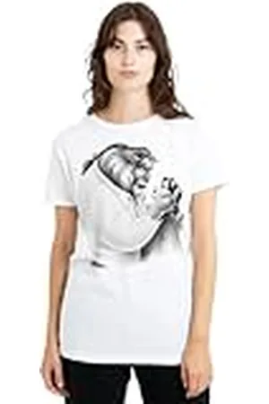 Disney Beauty And The Beast Beast Belle Sketched Ladies T Shirt, White Camiseta, , M para Mujer