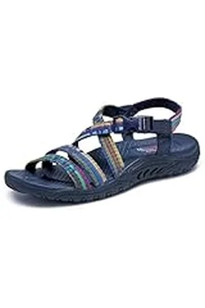 Skechers Reggae-Sew Me-Correa Trasera Tejida Bohemia con Tiras, Sandalia Mujer, Azul Marino Multi, 36 EU