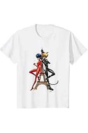 MIRACULOUS Niños - Ladybug Cat Noir Torre Eiffel Camiseta