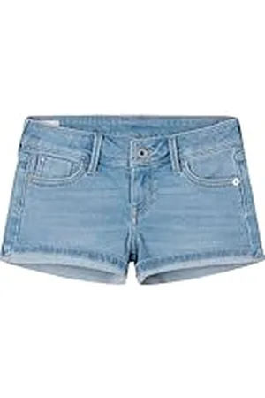 Pepe Jeans Slim Short Jr Pantalones Cortos, Azul (Denim-Pg6), 16 años para Niñas
