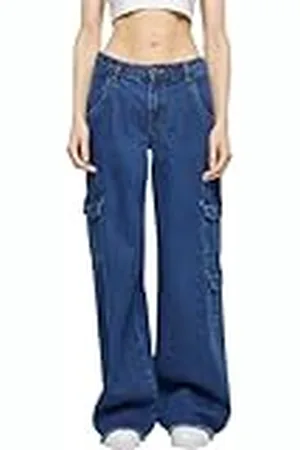 Urban classics Ladies Waist Cargo Denim Pants Pantalones, , W27 para Mujer