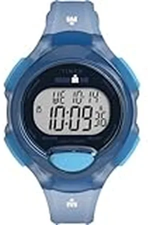 Timex Ironman Reloj para Mujer, Correa de Poliuretano Azul, Esfera Digital, Caja Negra, 34 mm, TW5M65800