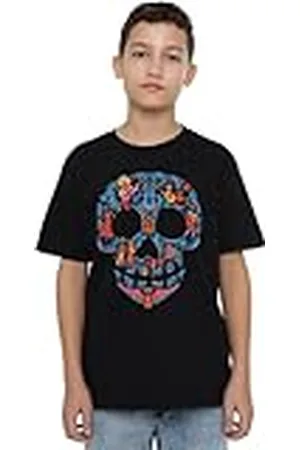 Disney Coco Day of The Dead Skull with Rivera Family Unisex Kids T Shirt Camiseta, , 3-4 años para Niños