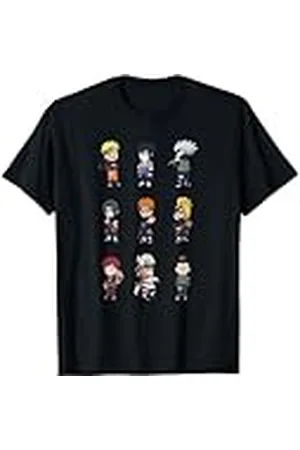 Naruto Shippuden Deformado 9 Up Camiseta para hombre, negro