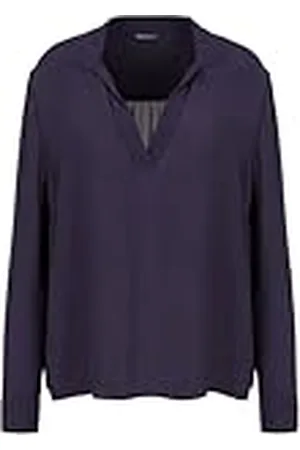 Armani Exchange Polo de Manga Larga con Cuello en V y Viscosa Blouse, , S para Mujer