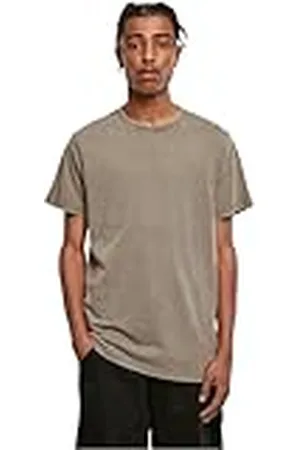 Build Your Brand Camiseta de Cuello Redondo Lavado Acid, Color Caqui, XXXL para Hombre
