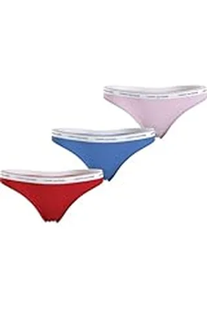 Tommy Hilfiger Pack de 3 Braguitas Tipo Tanga para MujerPremium Essential, Multicolor (Fierce Red/Blue Spell/Pearly Pink), XXL