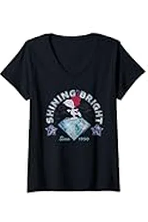 Peanuts Mujer Regalos de Navidad Snoopy Shining Bright 1950 Classic Sparkle 90s Camiseta Cuello V