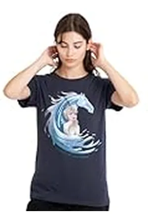 Disney Mandarin creative ltd Frozen Believe in Yourself Elsa and Nokk, The Water Spirit Ladies T Shirt, Deep Navy Camiseta, , XL para Mujer