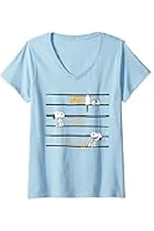 Peanuts Mujer - Snoopy Woodstock Smile Giggle Laugh Camiseta Cuello V
