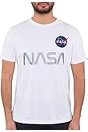 Alpha Industries NASA Reflective T Camiseta, Blanco (White-09), M para Hombre
